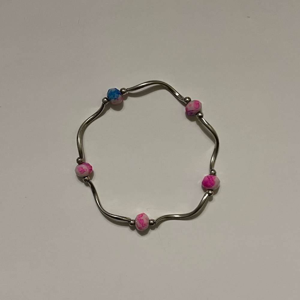 Pink and Blue Beaded Bracelet